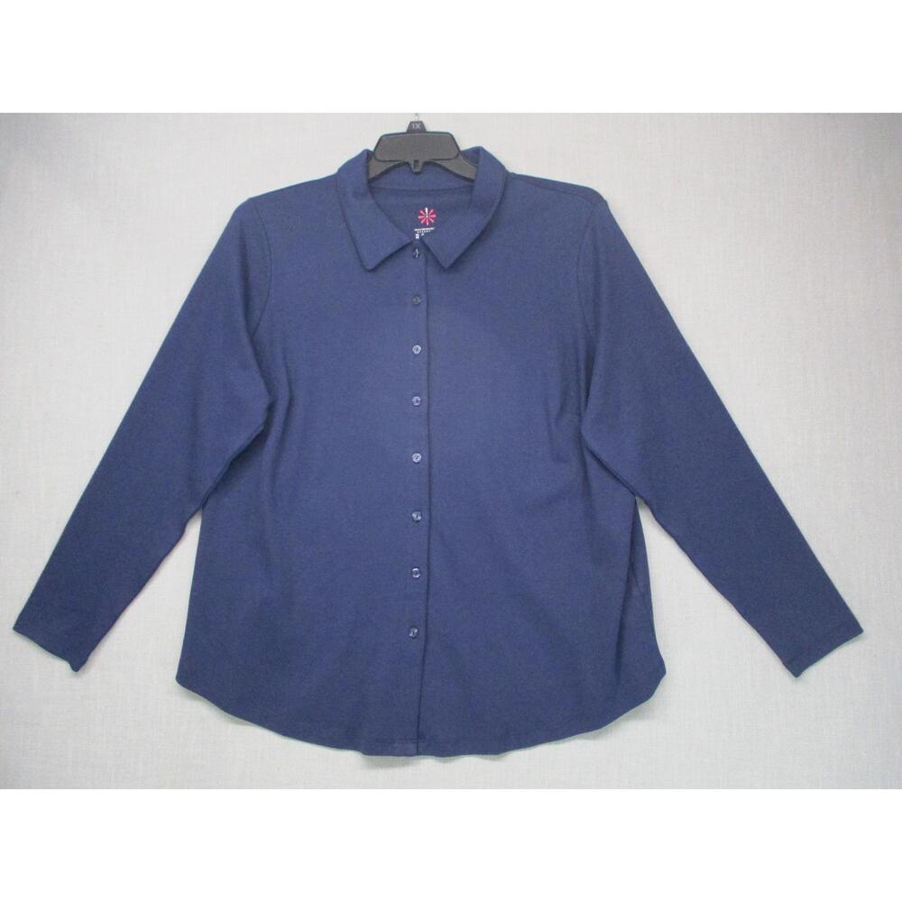 Isaac Mizrahi Live Blue Classic Relaxed Versatile Buttonup Shirtβ Womens Size 1X